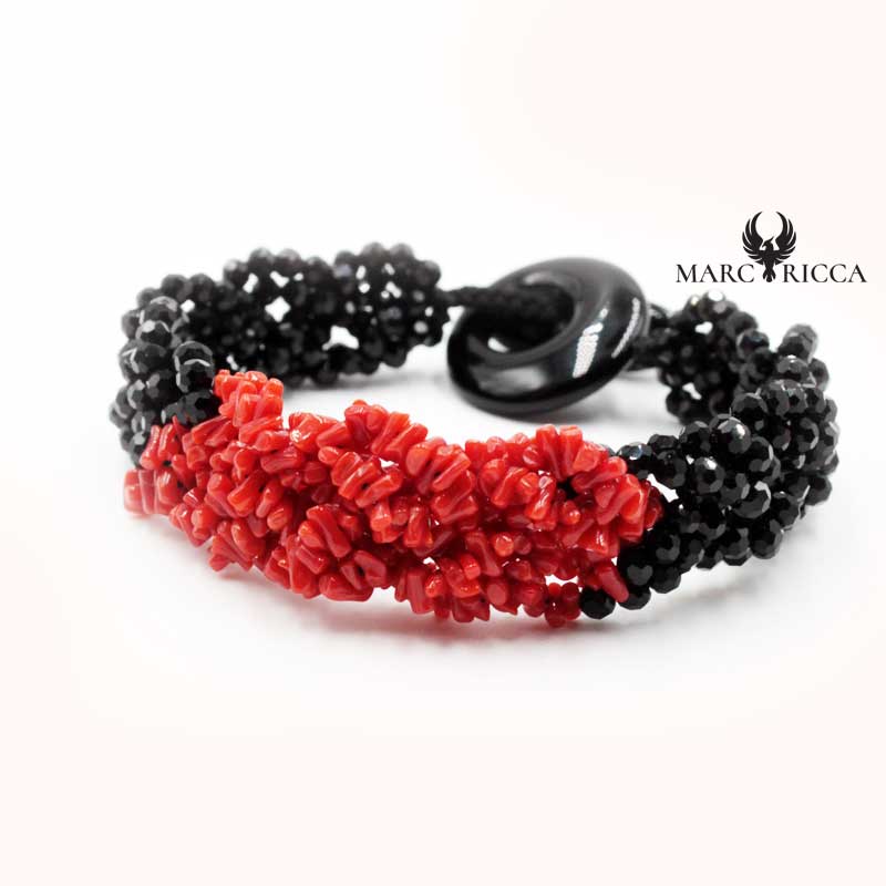Bracelet Cordon Corail & Cristal