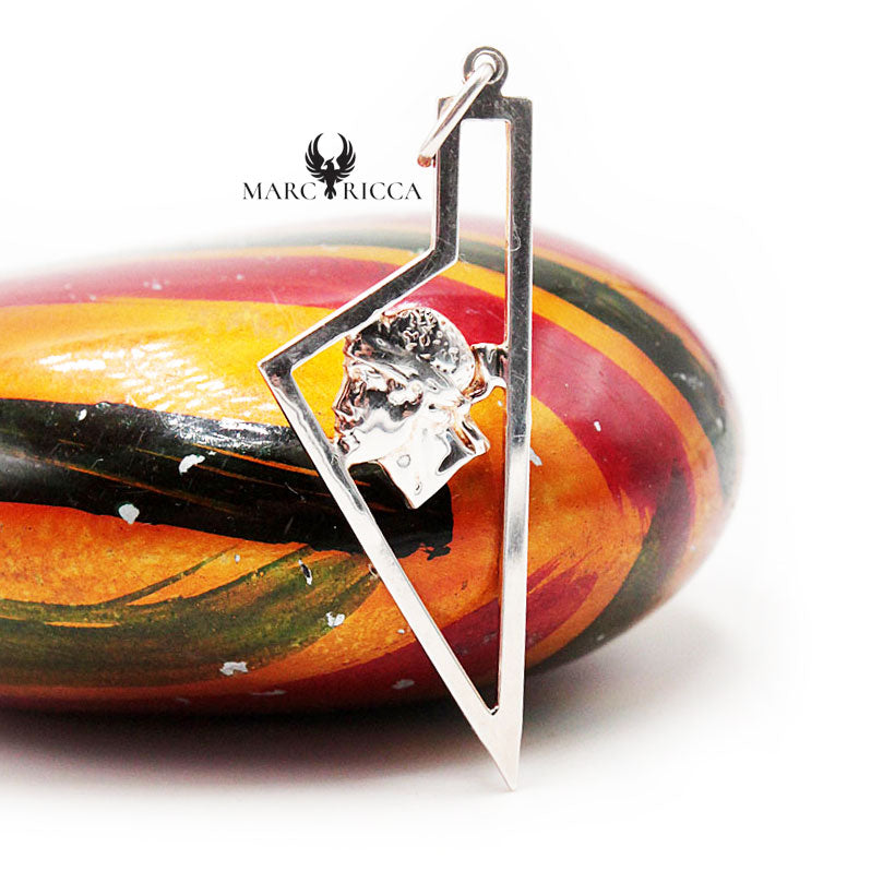 Pendentif Argent Corse Stylisée et Tête de Maure