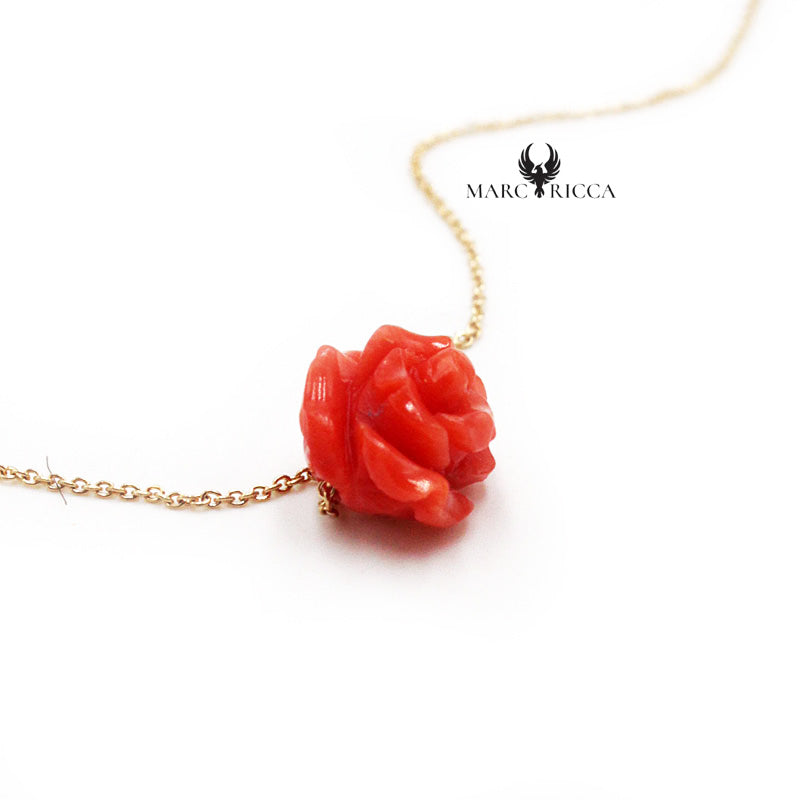 Bracelet Or Chainette Rose en Corail