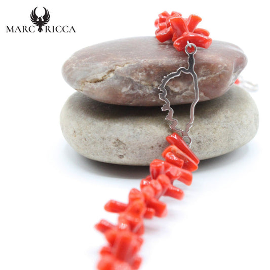 Bracelet Argent Corail Cupolinu Rouge et Corse