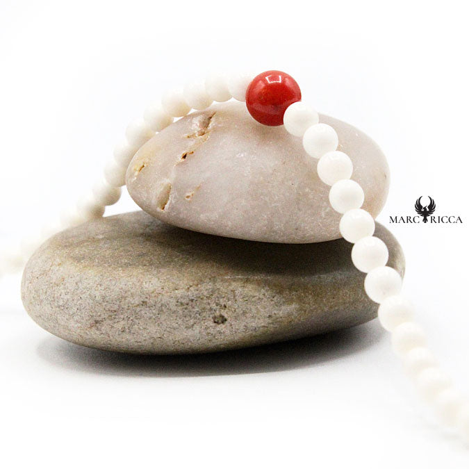 Bracelet Argent Corail Rouge et Blanc