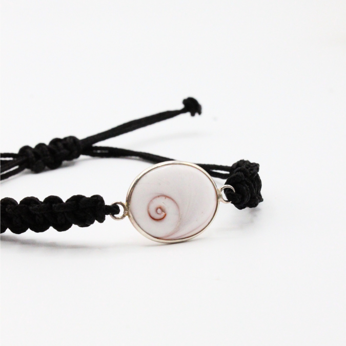 Bracelet Argent Cordon Réglable œil de St-Lucie