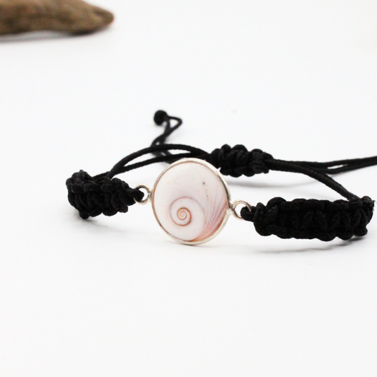 Bracelet Argent Cordon Réglable œil de St-Lucie