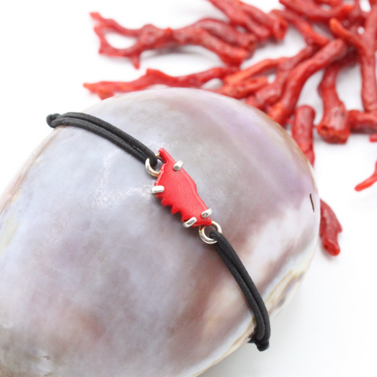 Bracelet Argent Corse Réglable Corail