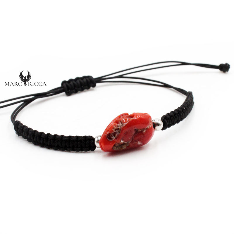 Bracelet Argent Cordon Bout de Corail