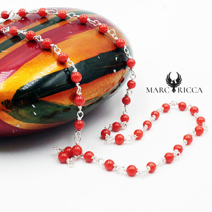 Collier Argent Corail Rouge Gigi