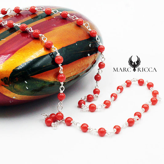 Collier Argent Corail Rouge Gigi