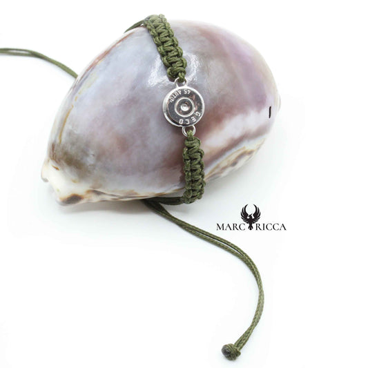 Bracelet Argent Cordon Macramé Douille