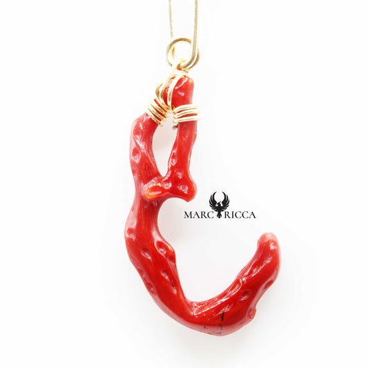 Pendentif Vermeil Corail Branche & Corse Broche
