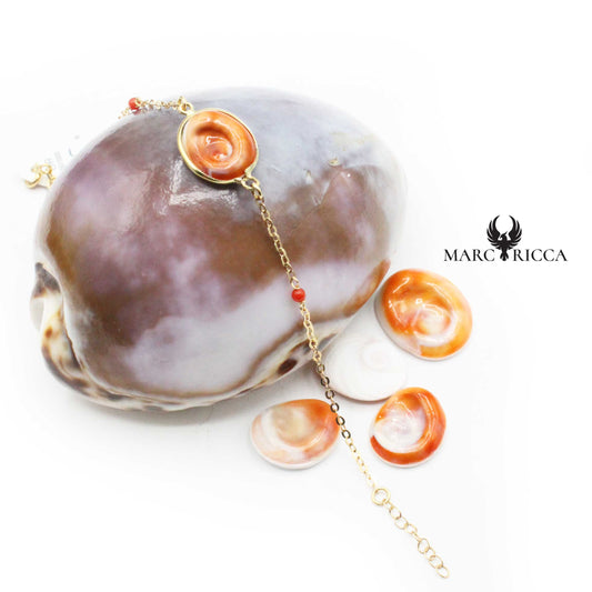 Bracelet Or Œil de St-Lucie & Corail