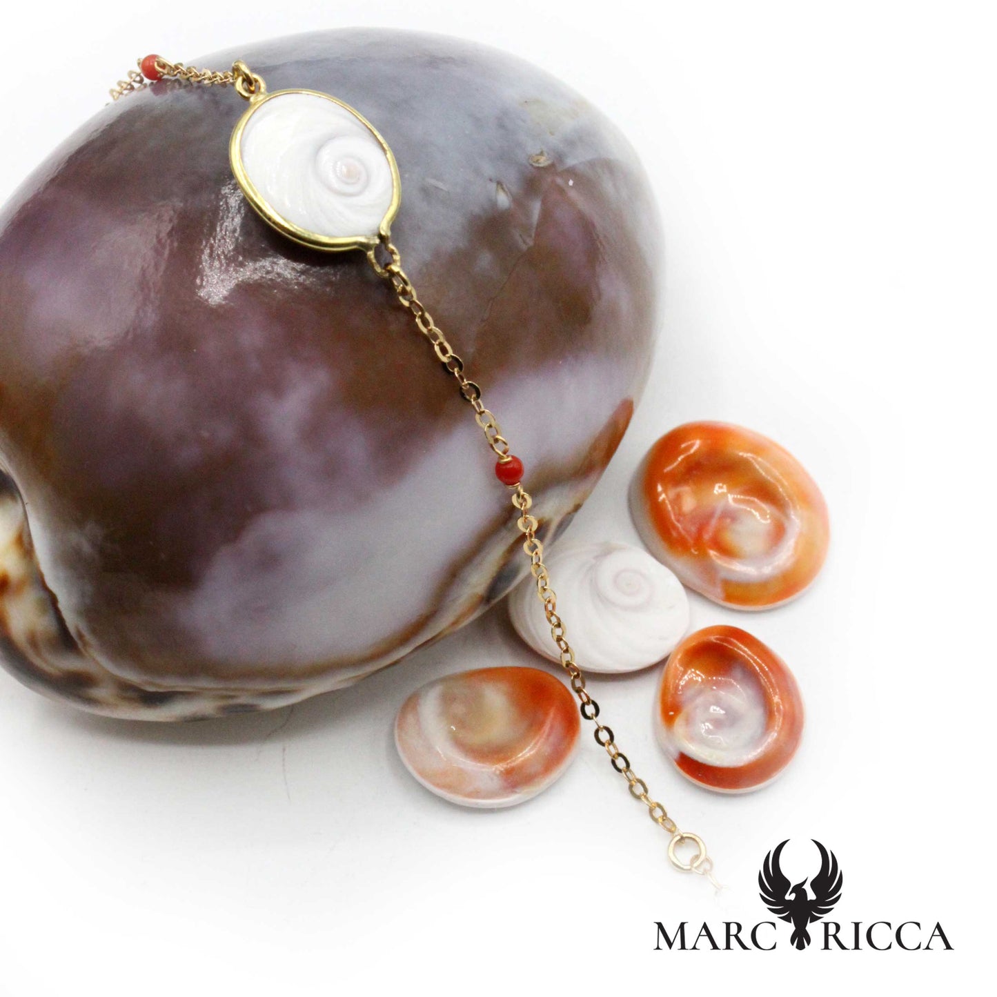 Bracelet Or Œil de St-Lucie & Corail