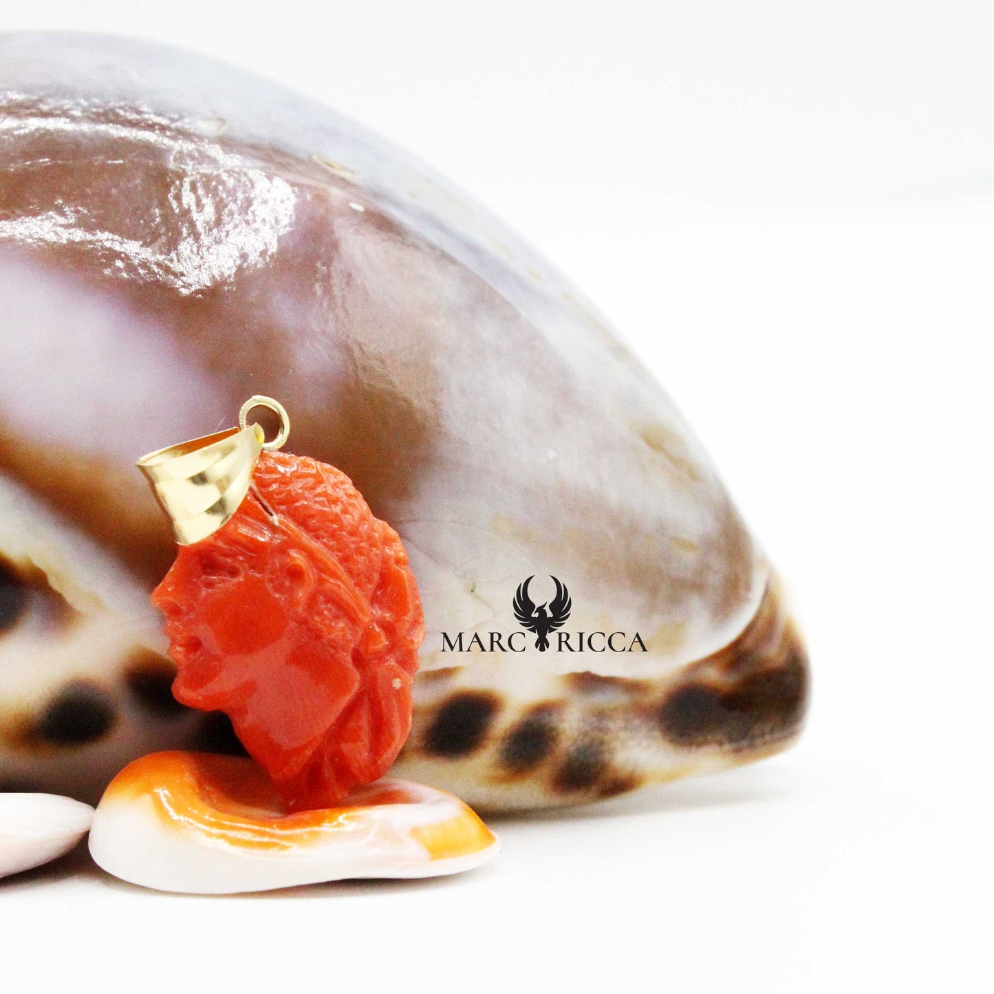 Pendentif Or Tête de Maure Corail