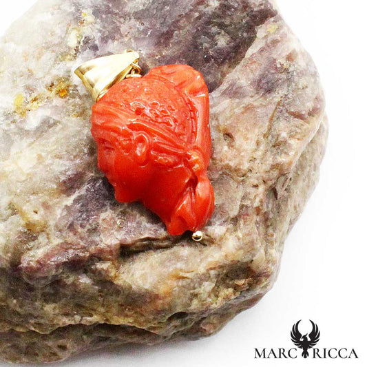 Pendentif Or Tête de Maure Corail