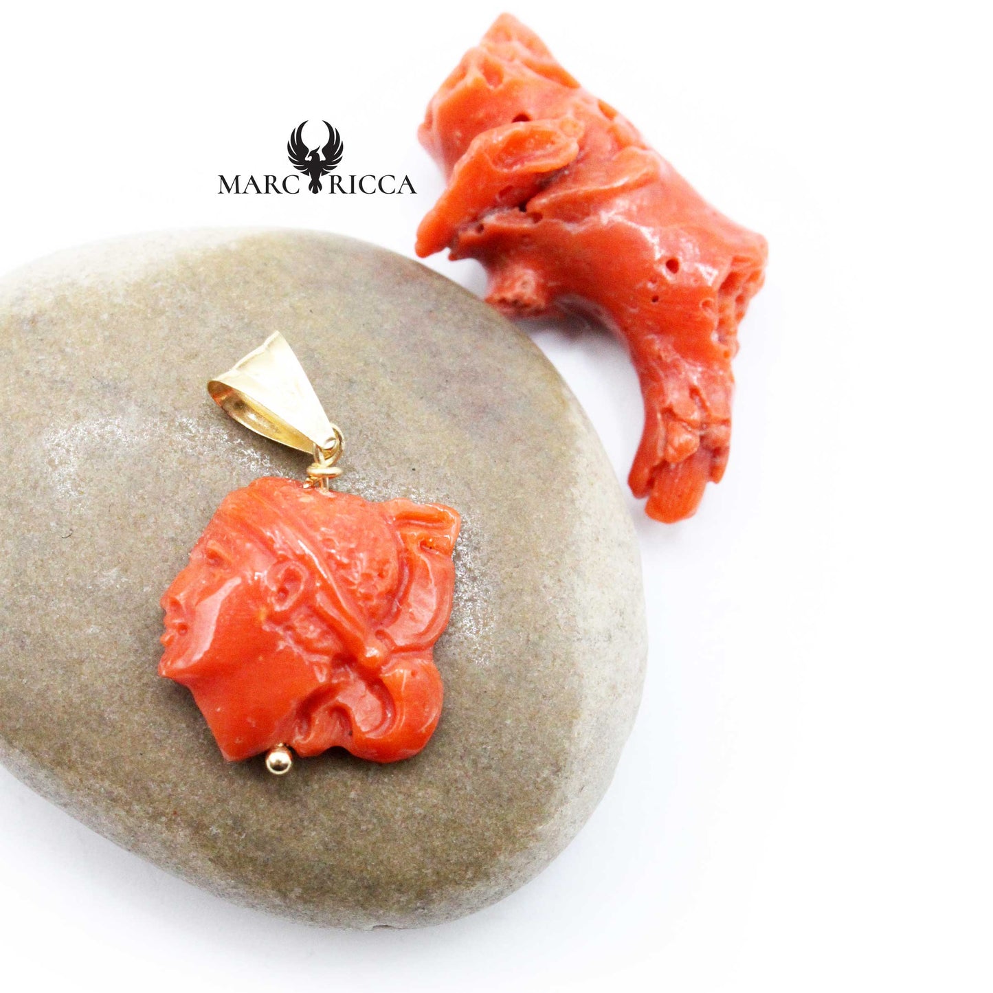 Pendentif Or Tête de Maure Corail