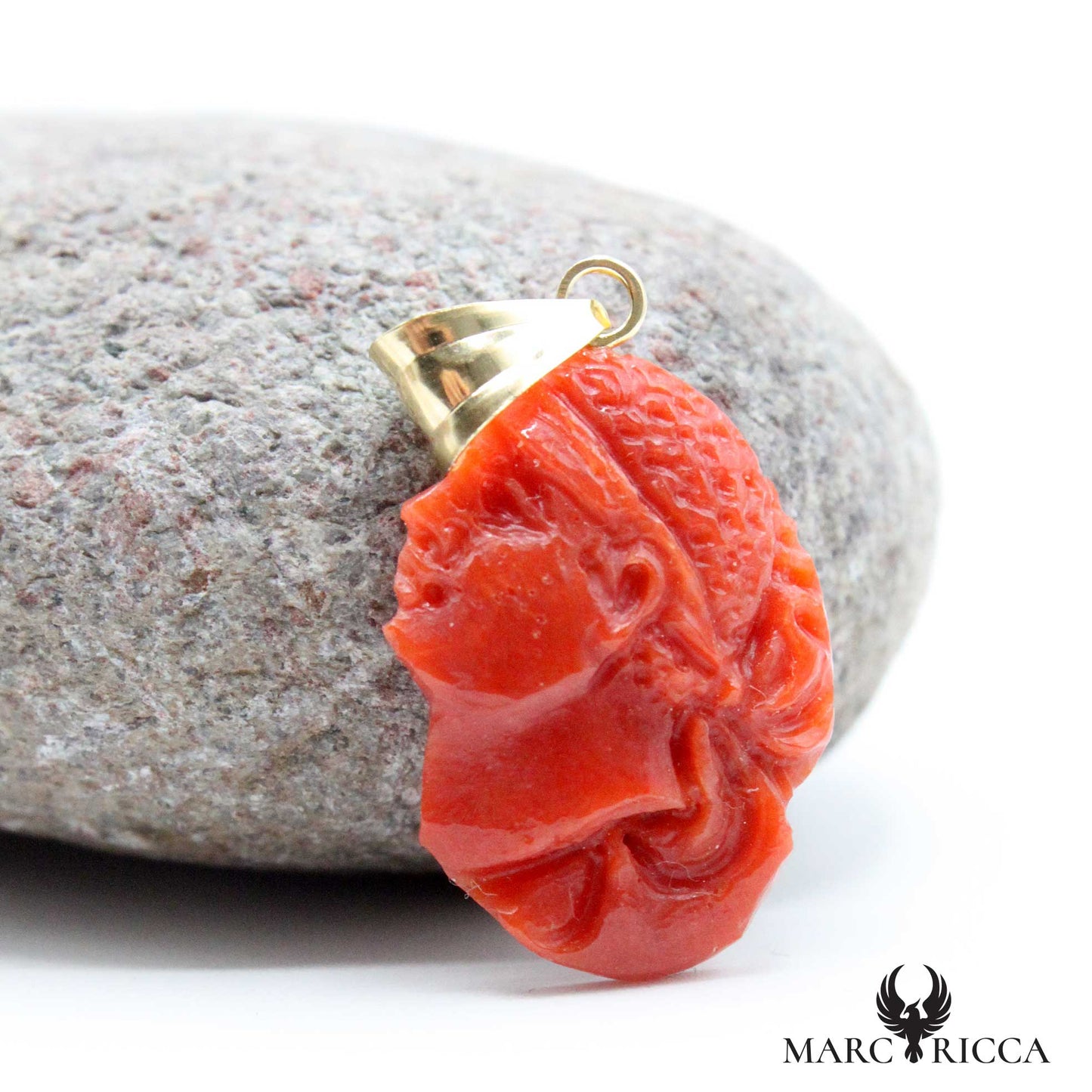 Pendentif Or Tête de Maure Corail