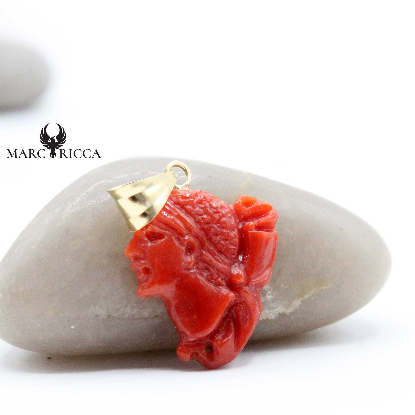 Pendentif Or Tête de Maure Corail