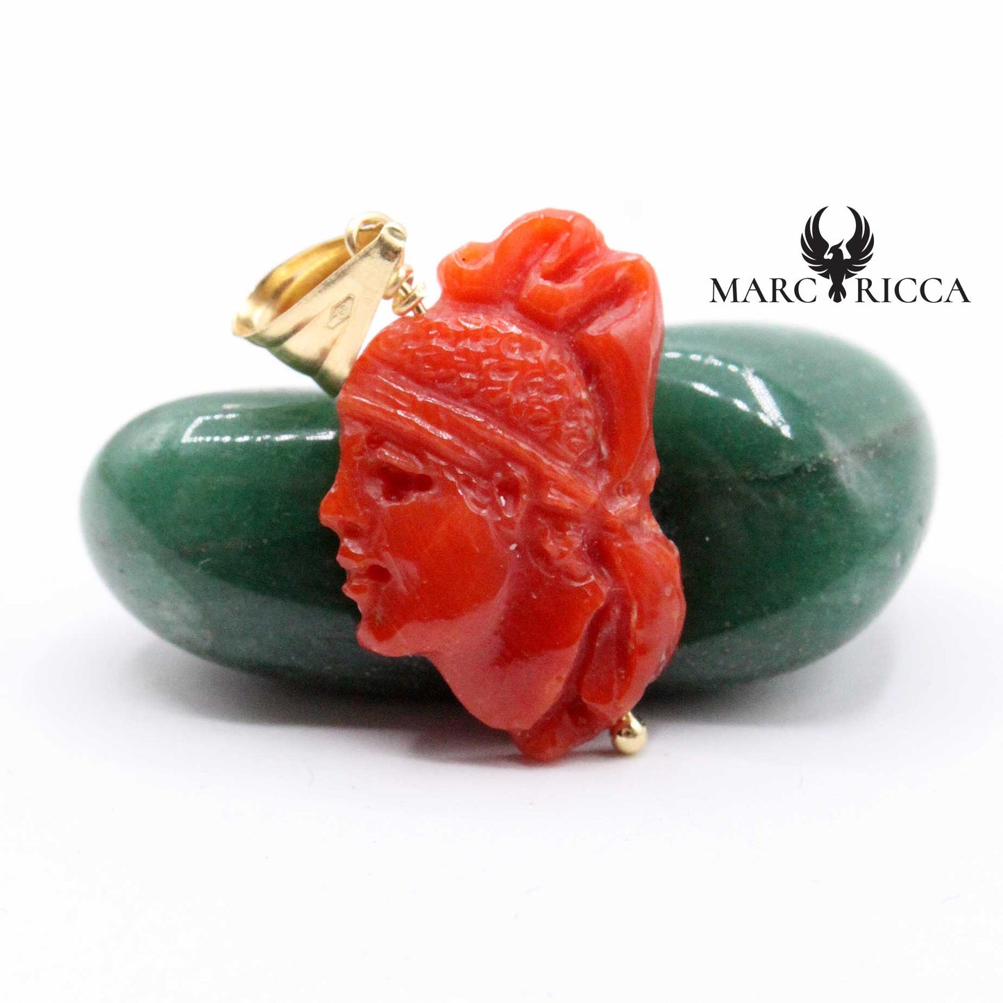 Pendentif Or Tête de Maure Corail