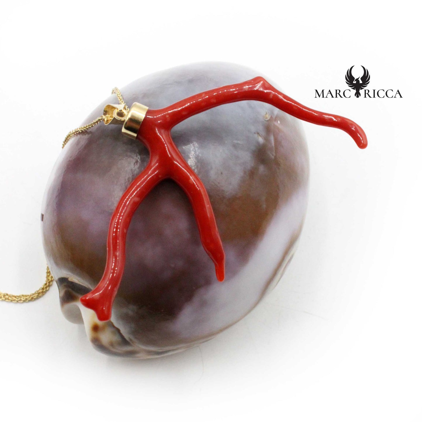 Pendentif Or Branche de Corail Rouge