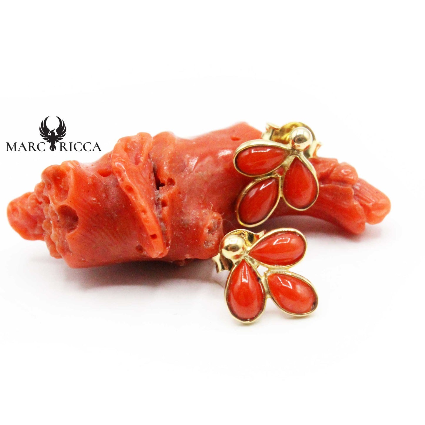 Boucles Or Feuilles en Corail