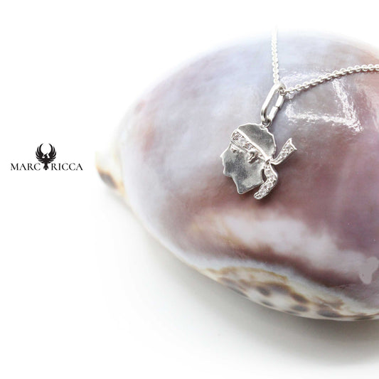 Pendentif Argent Tête de Maure & Strass