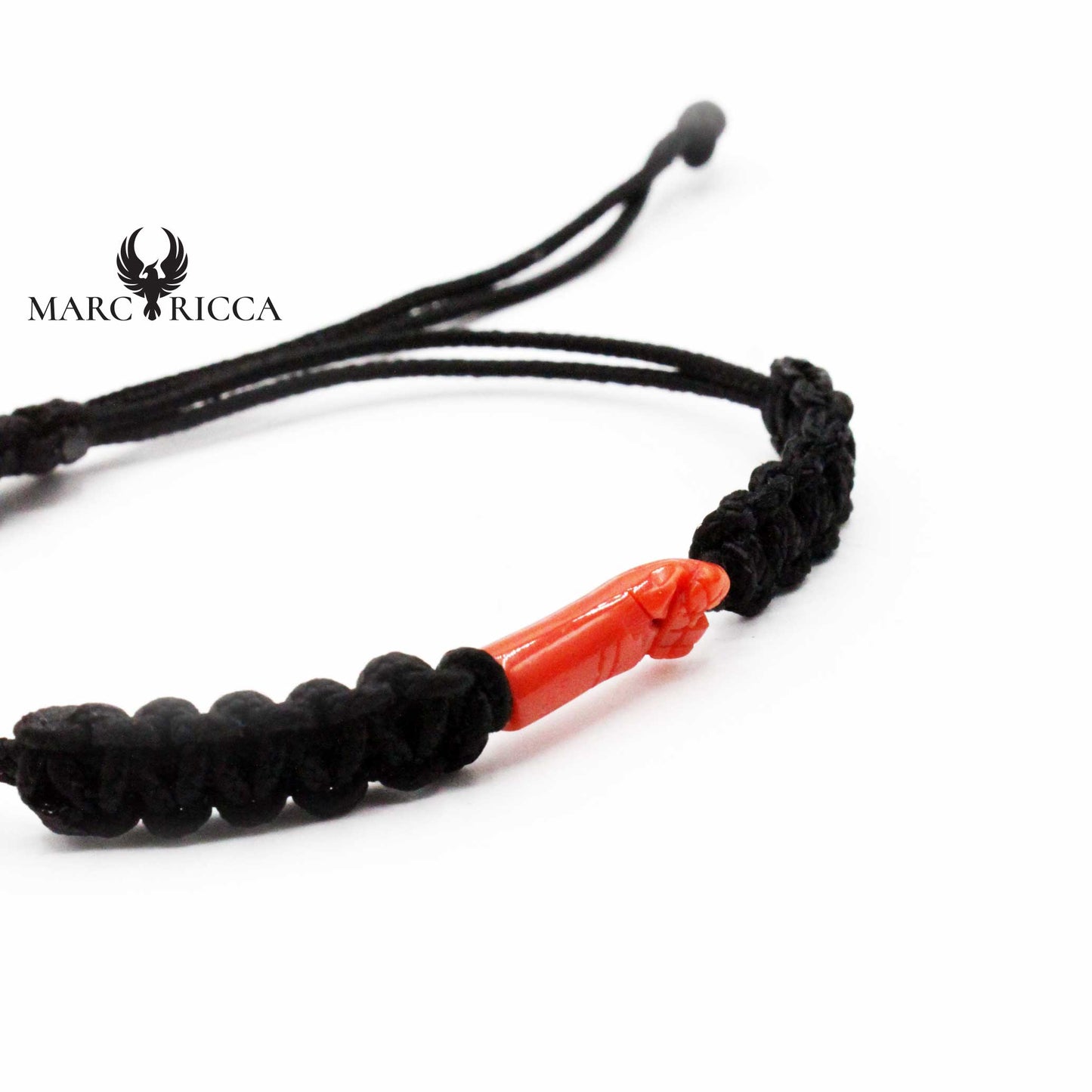 Bracelet Cordon Macramé & Main en Corail