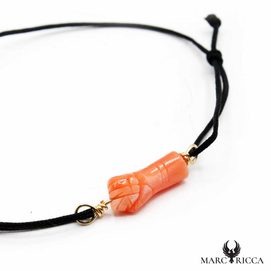 Bracelet Argent Cordon Main en Corail Vermeil