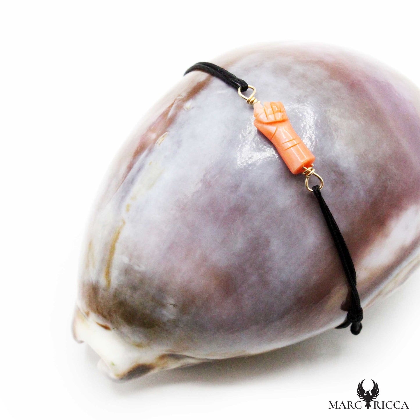 Bracelet Argent Cordon Main en Corail Vermeil