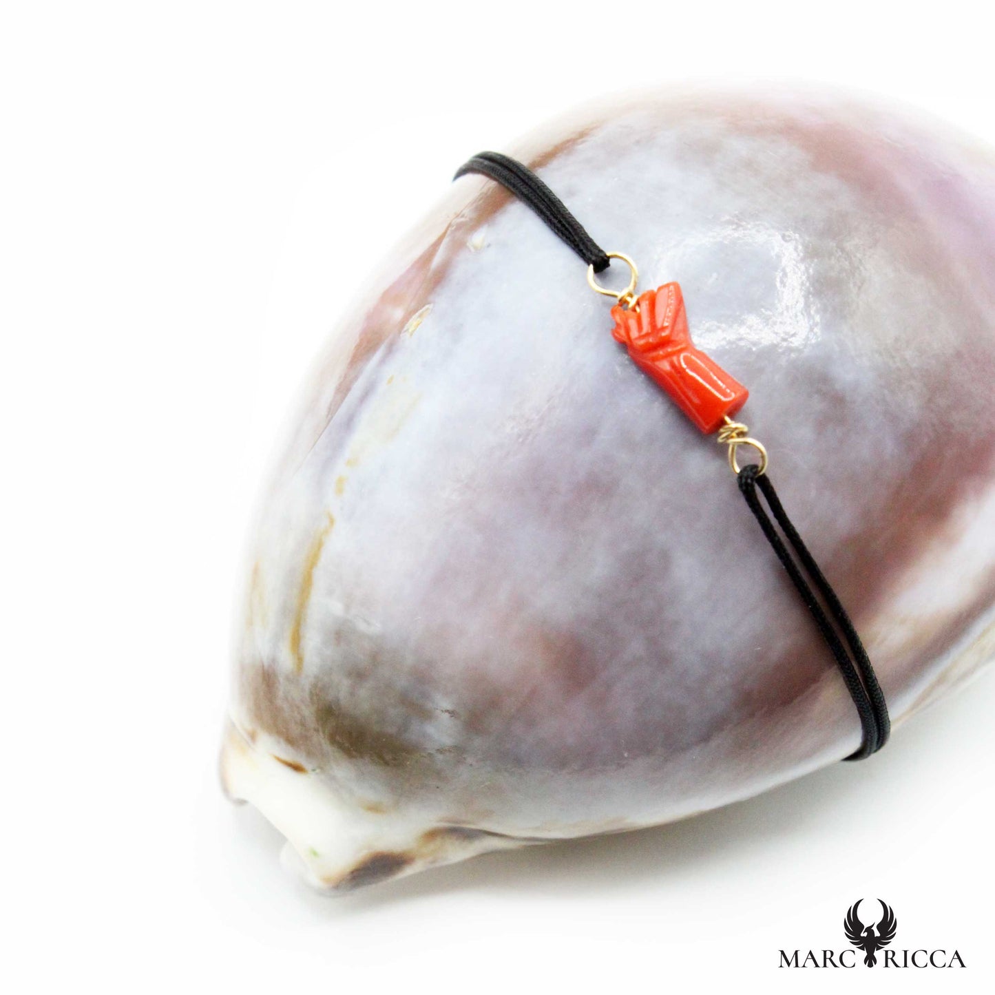 Bracelet Argent Cordon Main en Corail Vermeil