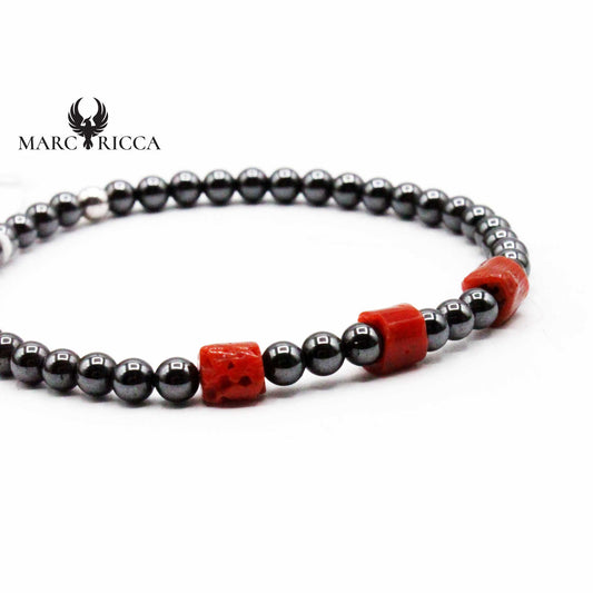 Bracelet Elastique Corail & Hématite
