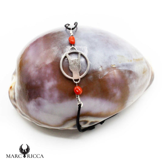 Bracelet Argent Corail & Main Corne