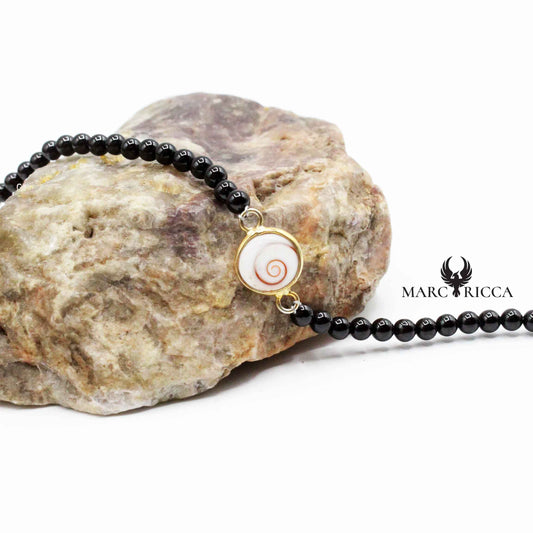 Bracelet Argent œil de St-Lucie & Onyx Vermeil