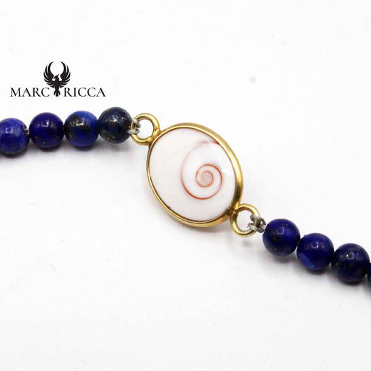 Bracelet Argent œil de St-Lucie & Lapis Lazuli Vermeil