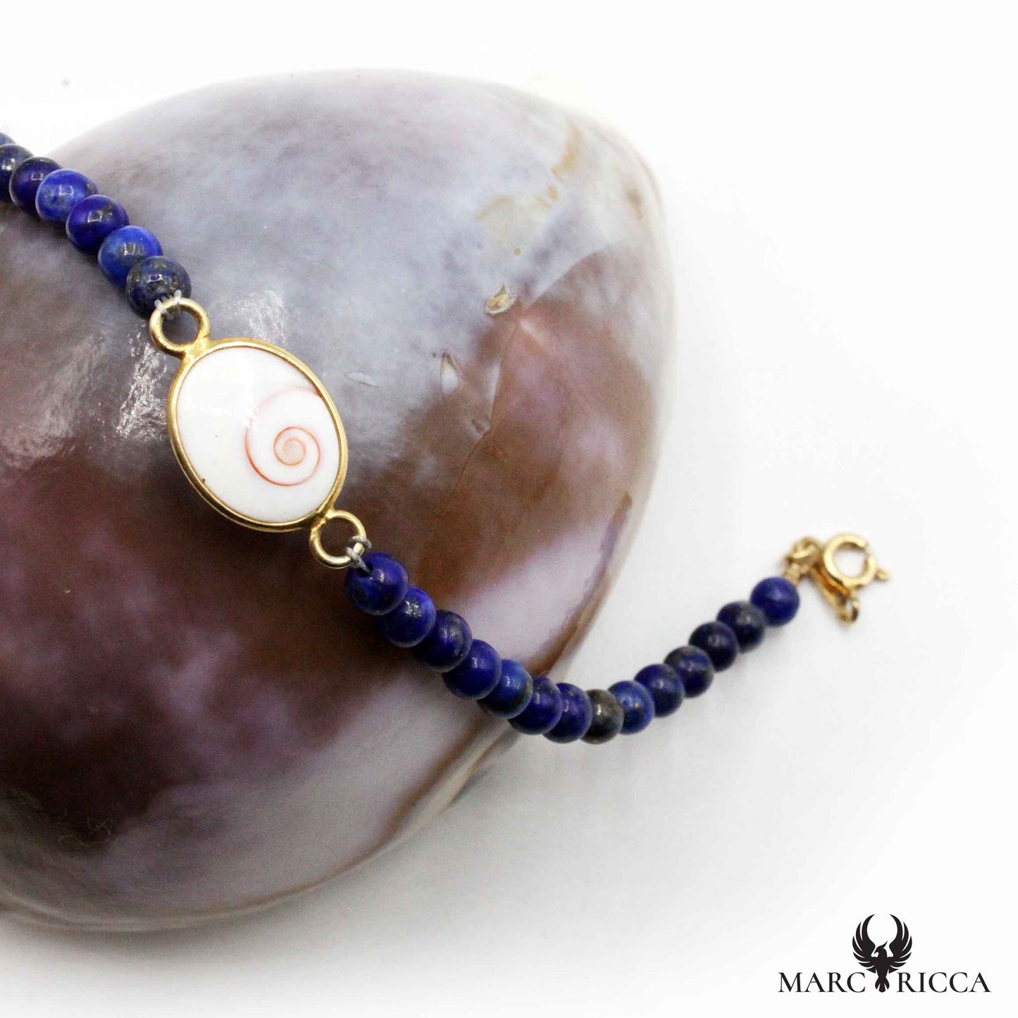 Bracelet Argent œil de St-Lucie & Lapis Lazuli Vermeil