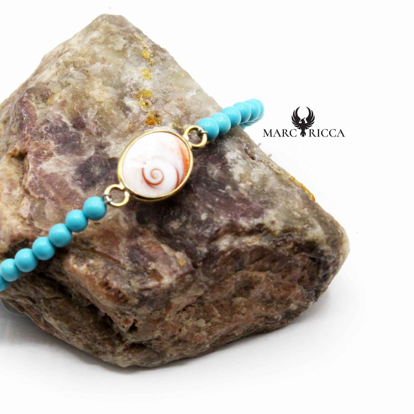 Bracelet Argent œil de St-Lucie & Turquoise Vermeil
