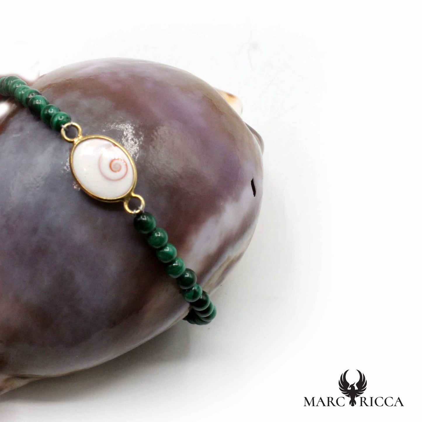 Bracelet Argent œil de St-Lucie & Malachite Vermeil
