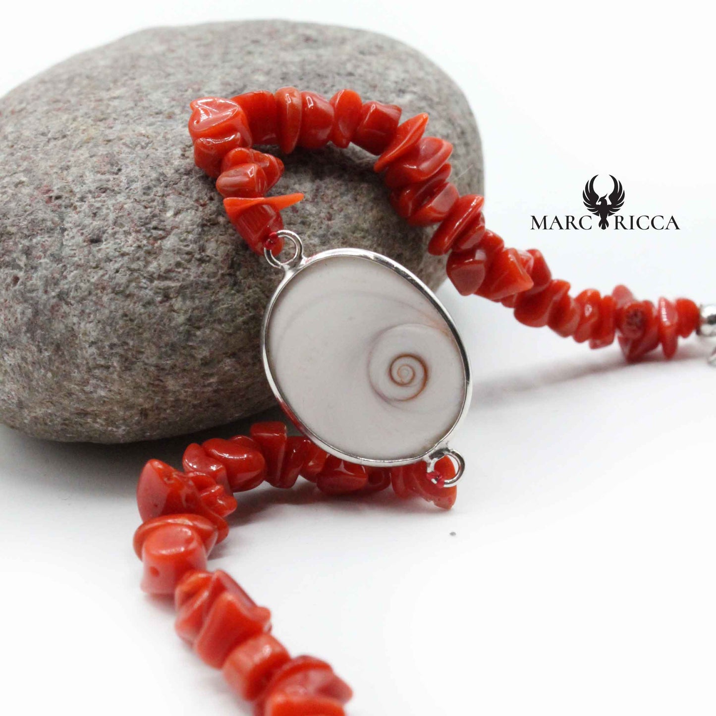 Bracelet Argent Œil de St-Lucie & Corail Cupolino