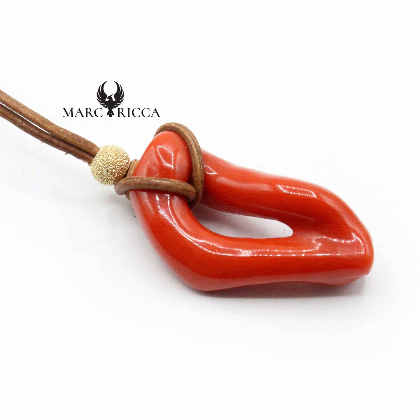 Collier Cordon Anneau de Corail Rouge Vermeil