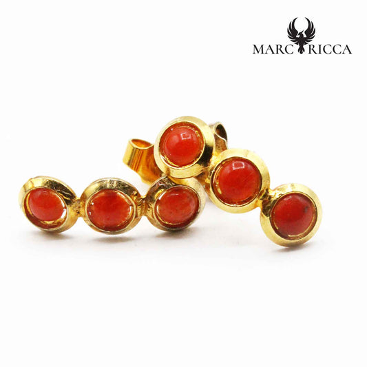 Boucles Argent Corail 3 Cabochons