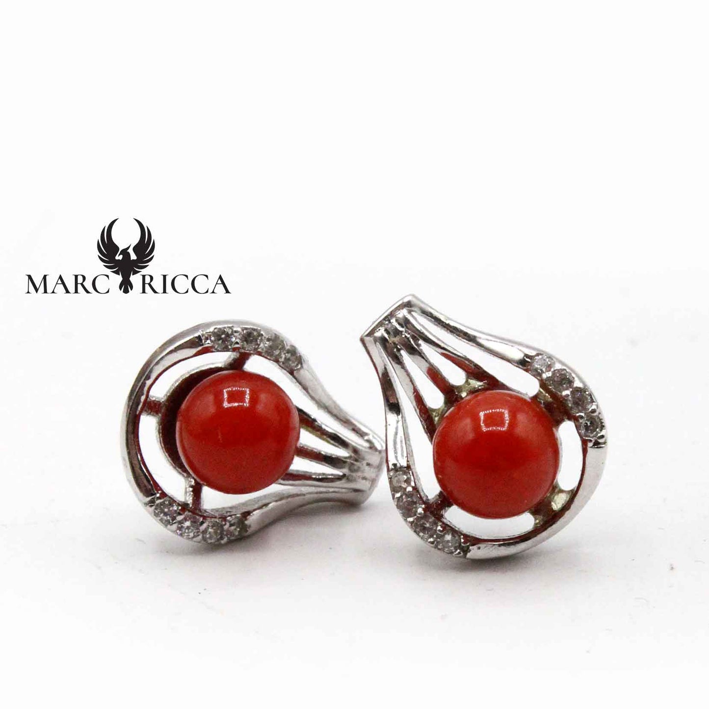 Boucles Argent Zirconium & Perles de Corail