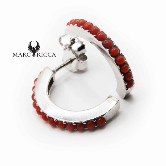 Boucles Argent Demi-Créole Corail