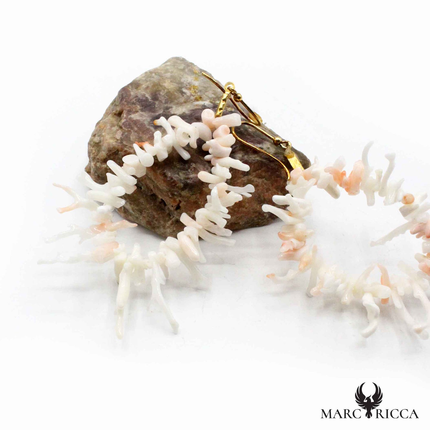 Boucles Argent Corail Blanc Frange Vermeil