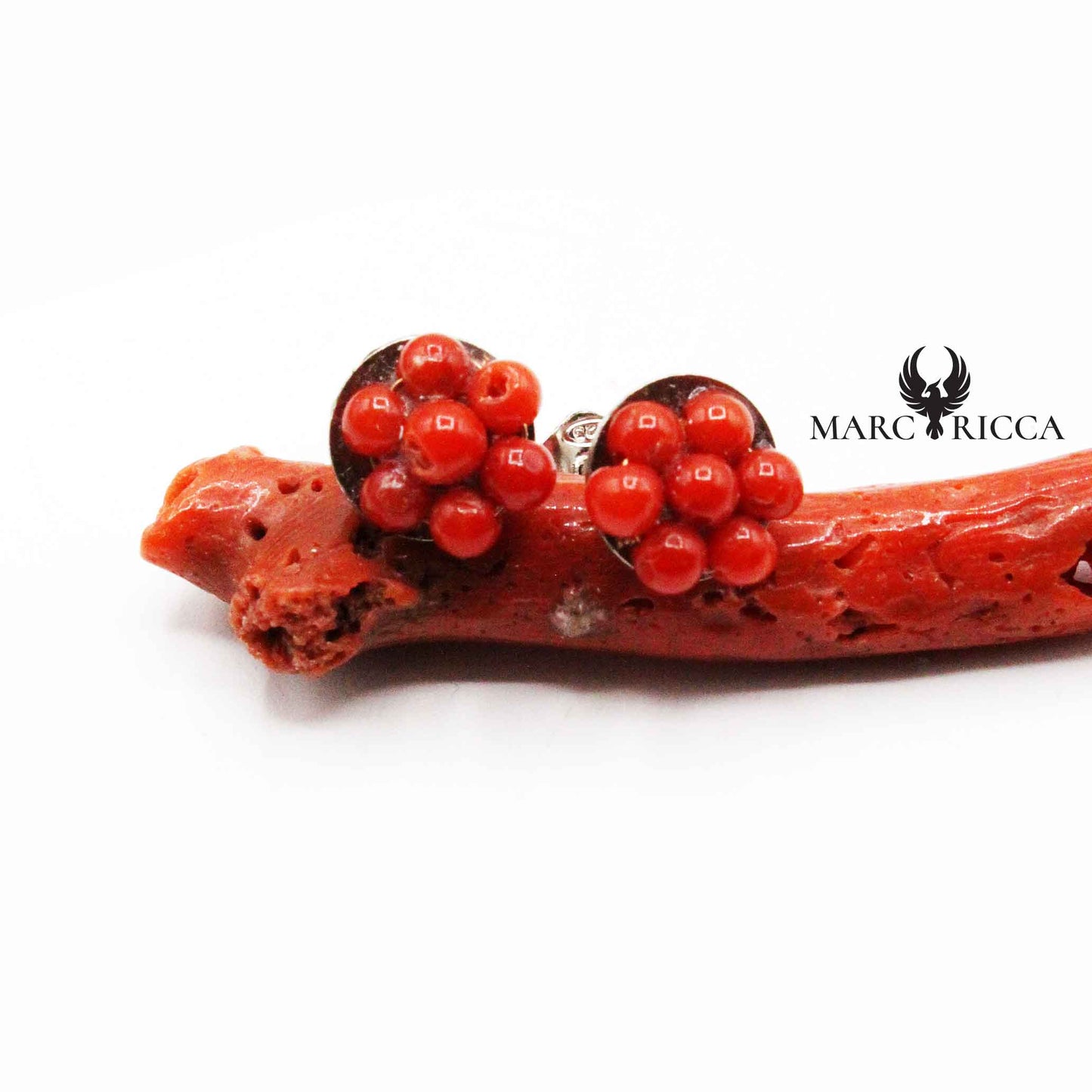 Boucles Argent Corail Perle Fleur