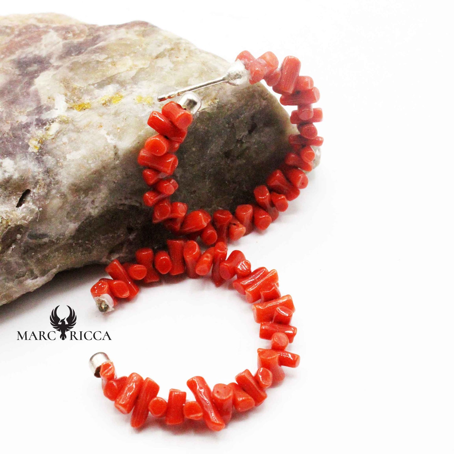 Boucles Argent Créoles Ouverte Corail Cupolino