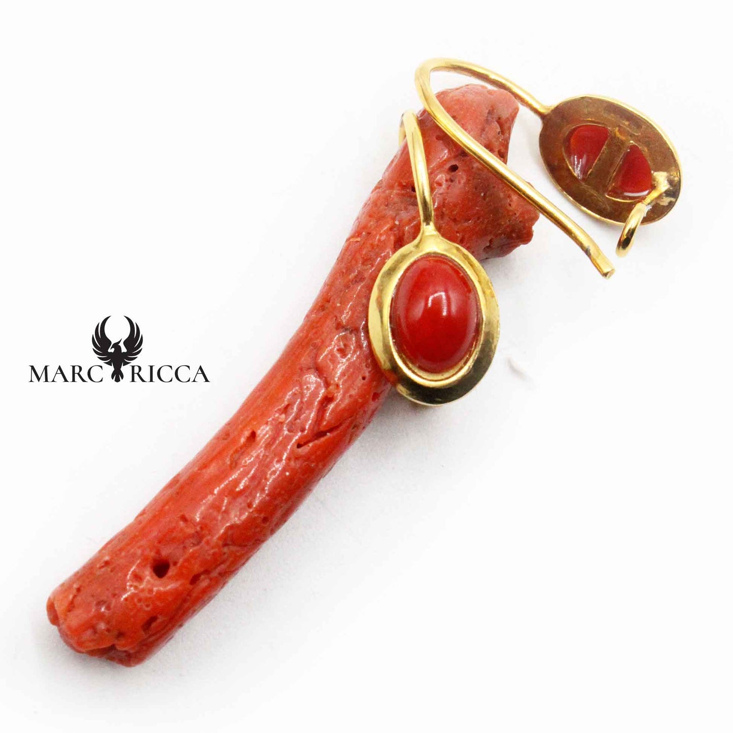 Boucles Argent Dormeuses Ovales Corail Vermeil