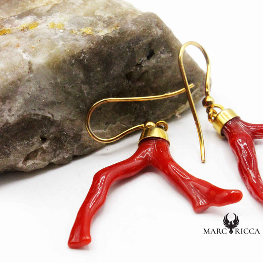 Boucles Argent Branche de Corail