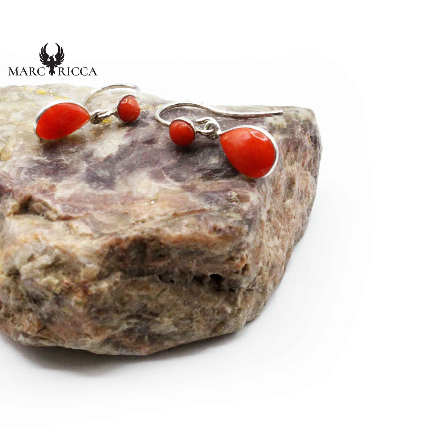 Boucles Argent Corail Goutte