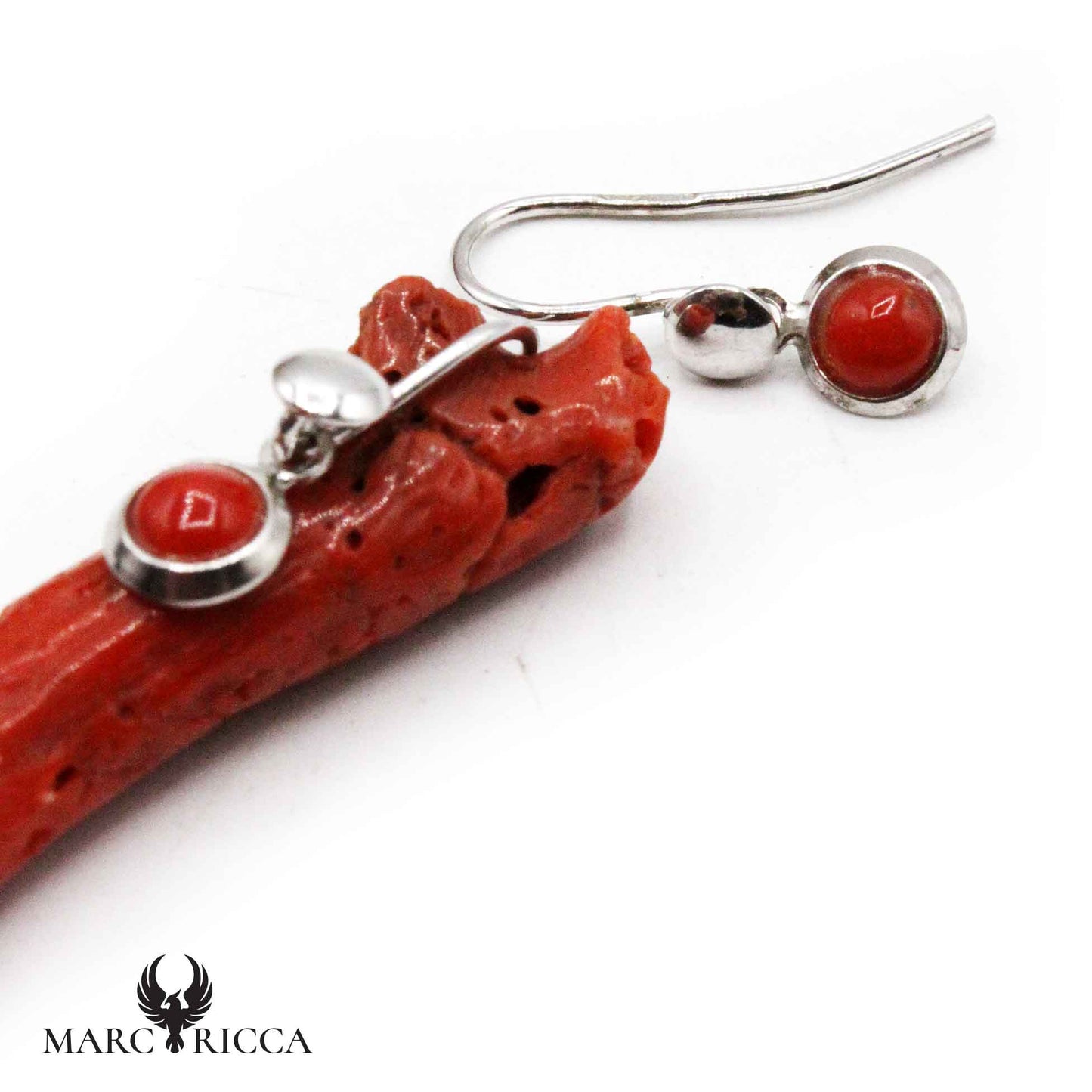 Boucles Argent Rondes en Corail