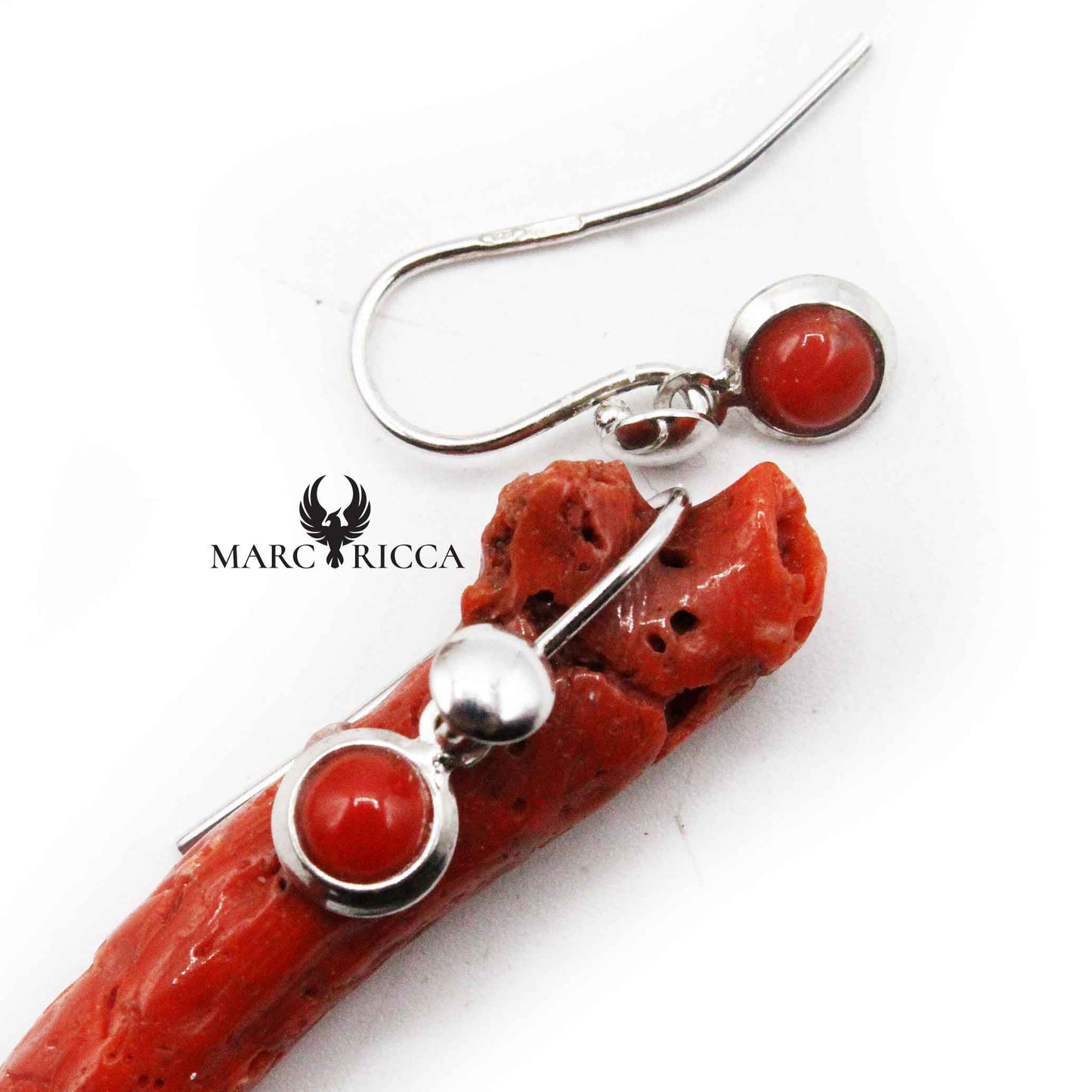 Boucles Argent Rondes en Corail
