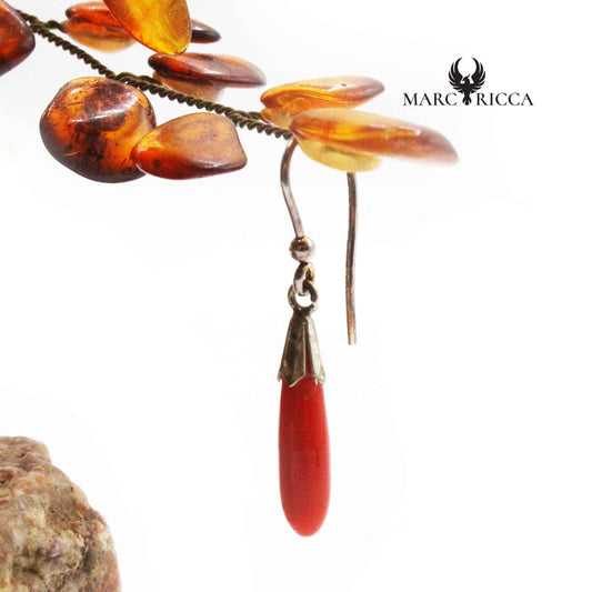 Boucles Argent Larmes en Corail