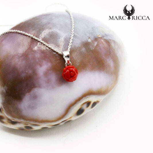 Pendentif Argent Rose en Corail
